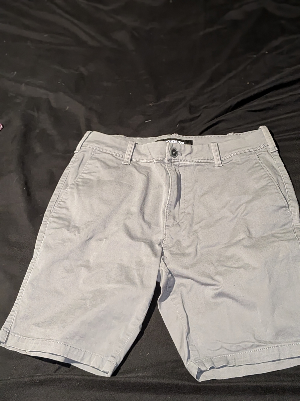 Express Men's Light Gray Flat Front Chino Shorts